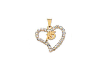 Gold Plated CZ Studded Numeric Heart Shape Pendant